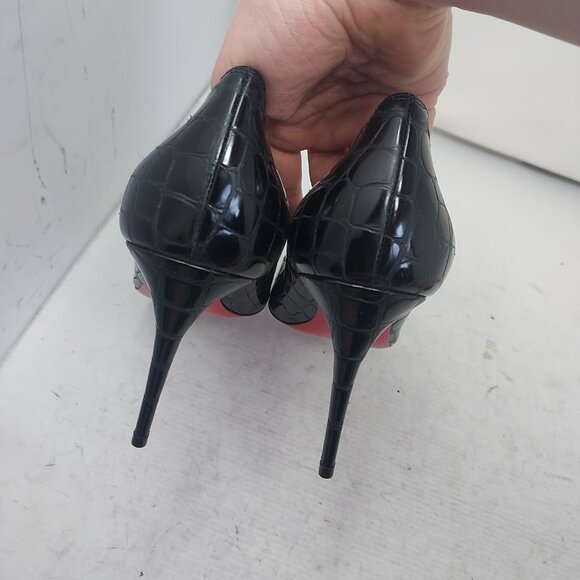 Christian Louboutin Patent Black Kate Croc Crocodile Pump Shoe - Picture 13 of 13